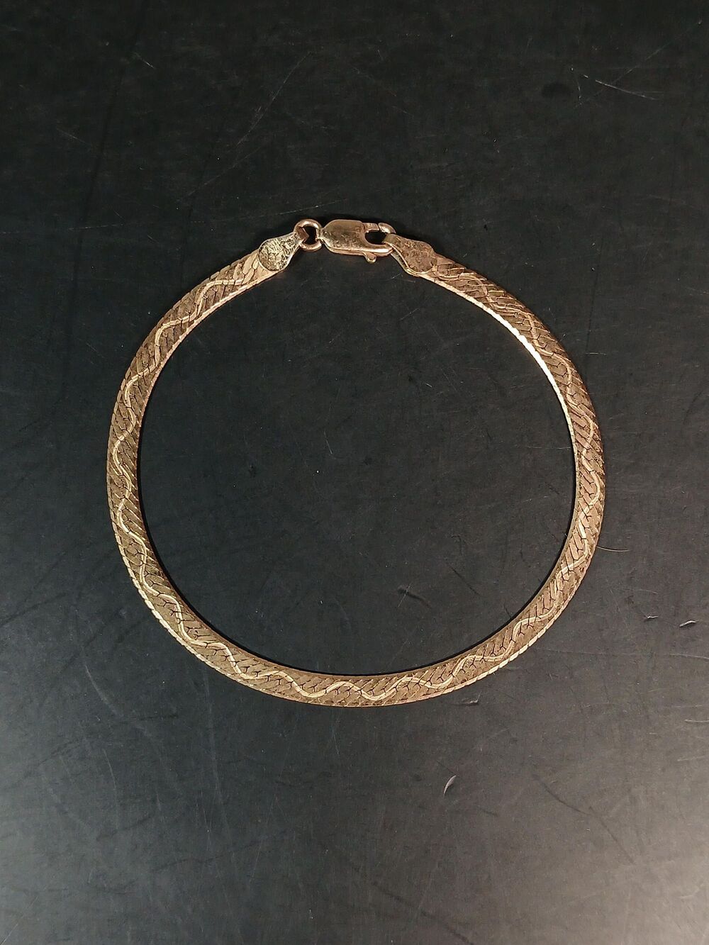 HCT Sterling Silver 925 Gold Plated Italian Herringbone Bracelet 6.75in